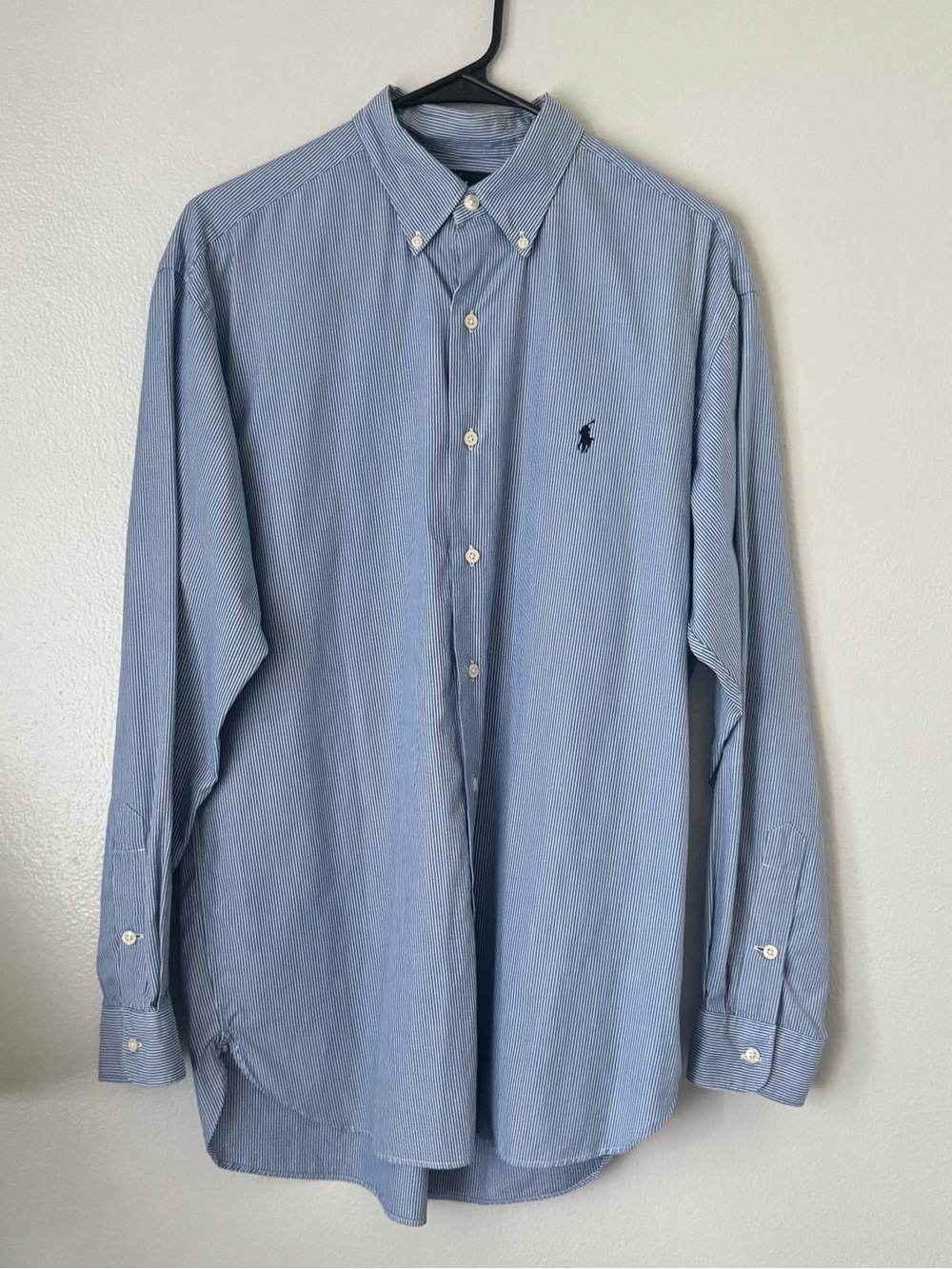 Ralph Lauren Men’s Medium Blue Stripe Cotton Button Down Shirt